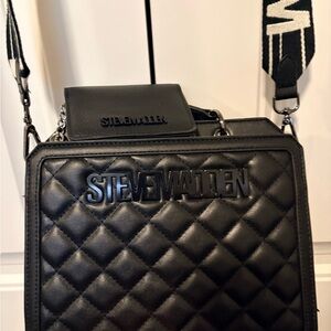 Steve Madden Quilted Black Messenger Bag